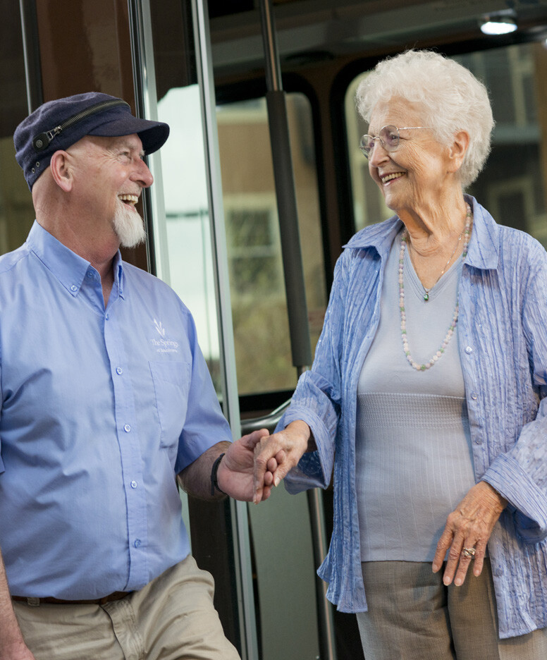 Two people talking