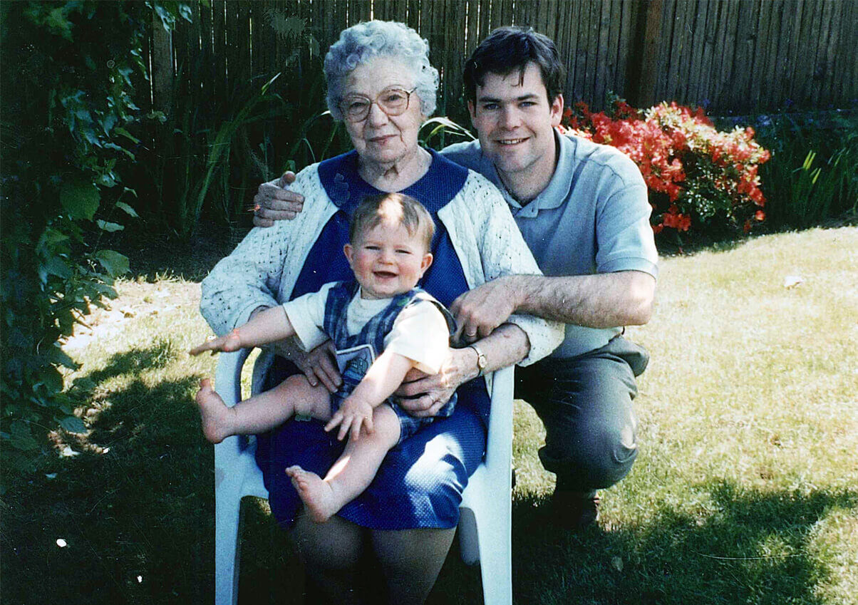 Picture of young Fee Stubblefield, founder of The Springs Living, with his grandmother and son.