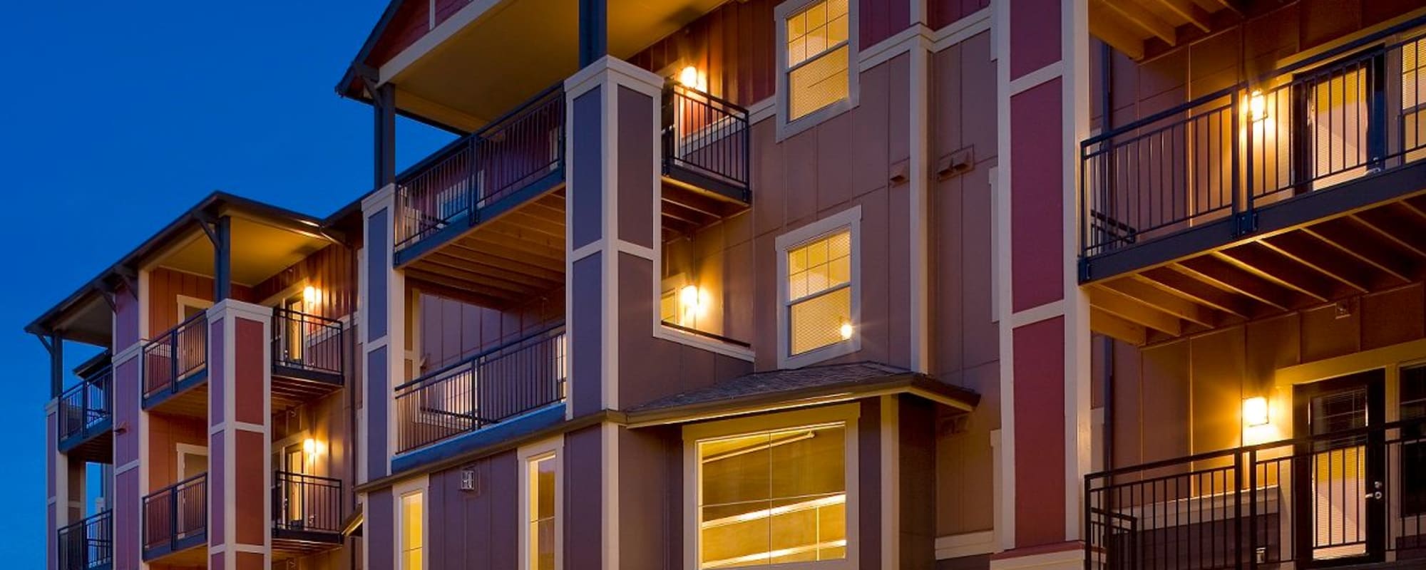 Moonlit apartments at The Springs at Tanasbourne in Hillsboro, Oregon
