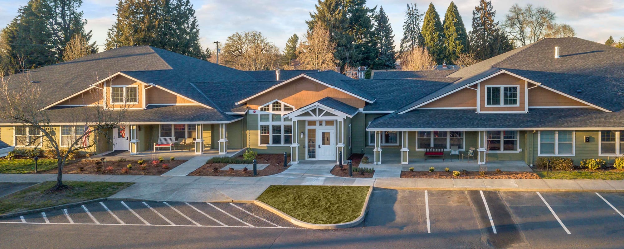 Panoramic view of facilities at The Springs at Clackamas Woods in Milwaukie, Oregon