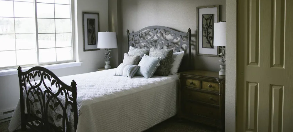 Upscale bedroom at The Springs at Whitefish in Whitefish, Montana
