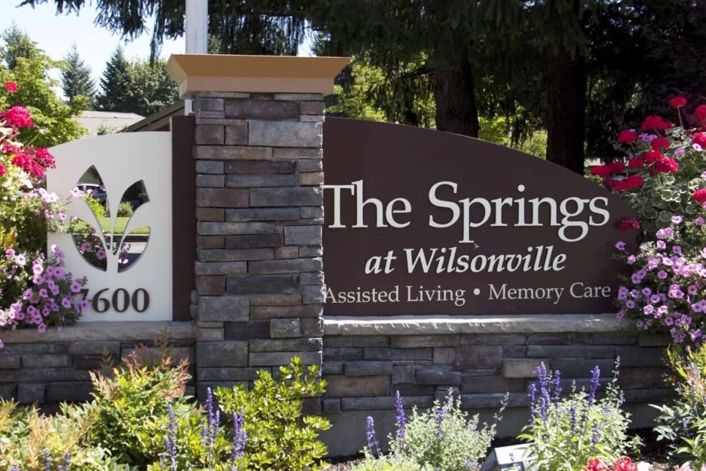 Sign for The Springs at Wilsonville outside the facility in Wilsonville, Oregon